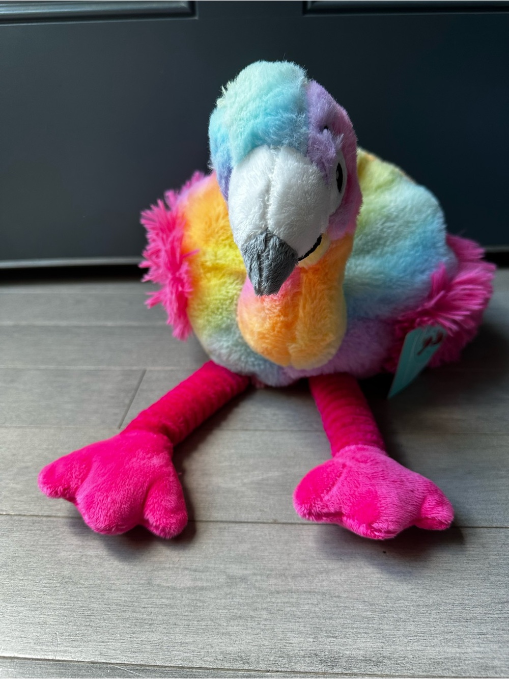 Hugme Reversible Flora Flamingo Plush 17" Bright Pink & Rainbow Stuffed Animal